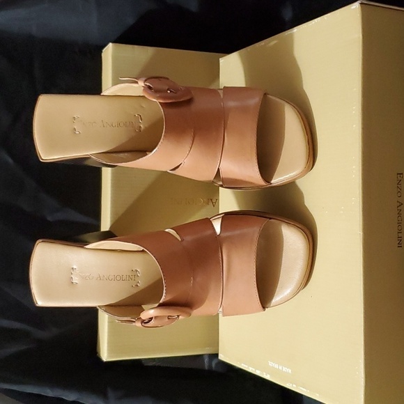 💫ENZO ANGIOLINI EAANTON SUN COGNAC LEATHER HEELS - Picture 1 of 8
